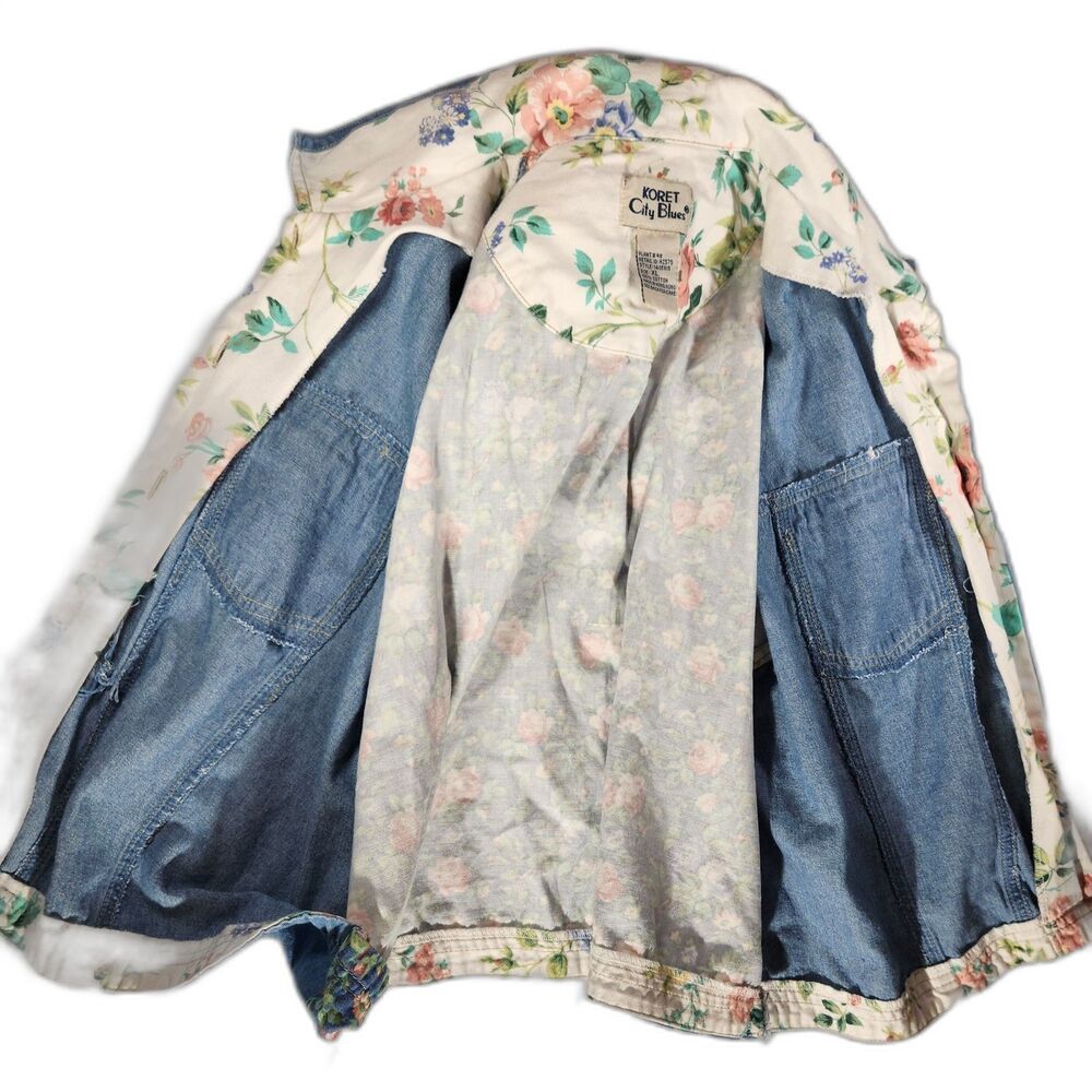 Koret City Blues Vintage Floral Denim Vest XL 80's 90's Cottagecore Feminine - Picture 4 of 9